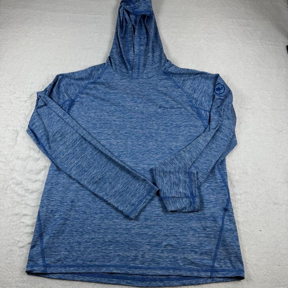 Vineyard Vines Shirt Mens Size L Blue Performance Hooded Long Sleeve Lightweight